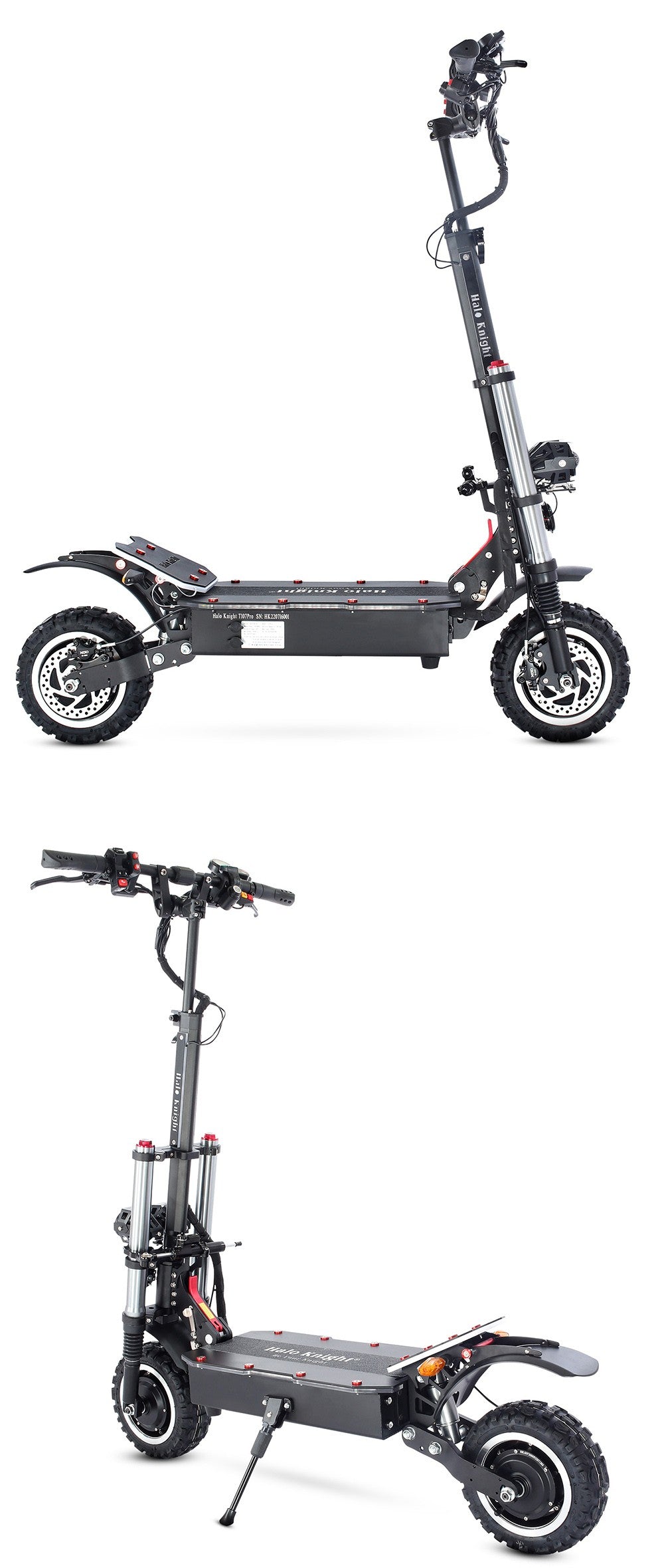 Elektromobilný skúter Halo Knight T107 Pro, 11'' terénne pneumatiky, 3000W*2 dvojitý motor, max. rýchlosť 95 km/h, 60V 38,4Ah batéria, max. dojazd 80 km.