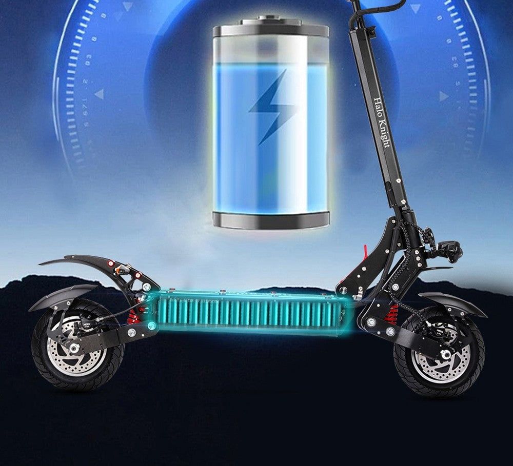 Elektromobilný skúter Halo Knight T108, 10-palcové cestné pneumatiky, motor 1000W*2, maximálna rýchlosť 65 km/h, batéria 52V 28,8Ah, maximálny dojazd 60 km.