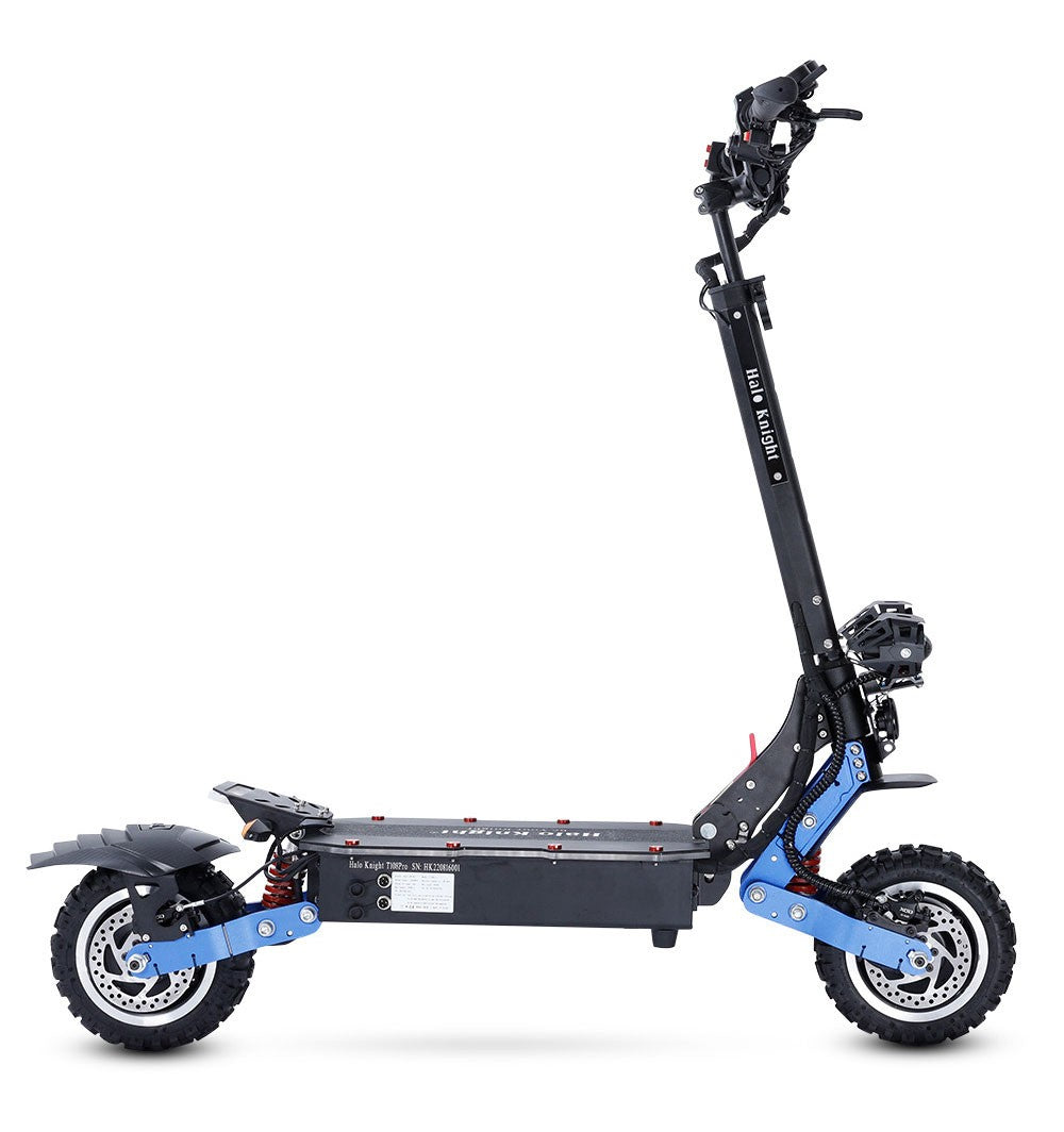 Elektromobilný skúter Halo Knight T108 Pro, 11'' terénne pneumatiky, 2x 3000W motory, max. rýchlosť 95 km/h, 60V 38,4Ah batéria, dojazd 80 km, max. zaťaženie 200 kg, predné a zadné smerové svetlá, vodotesnosť IPX4, dvojité hydraulické brzdy, elektrická brzda.