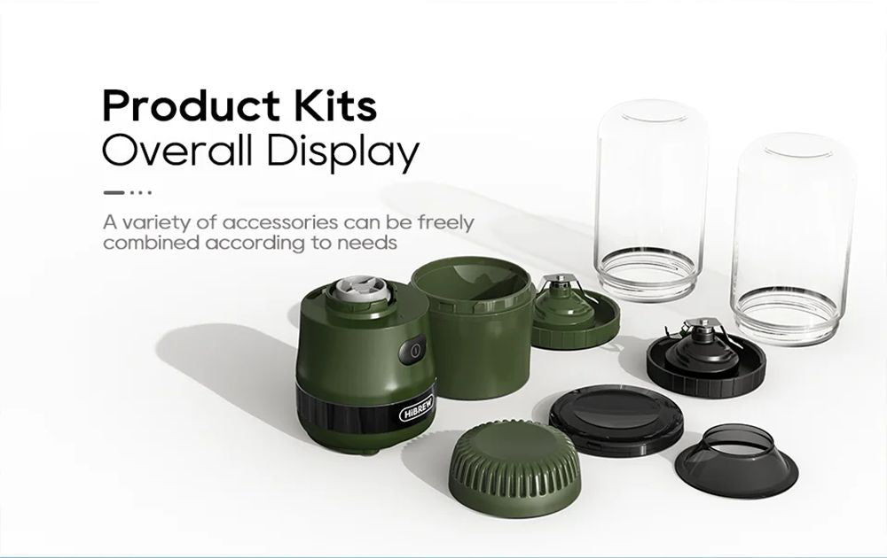 HiBREW G2 3v1 mlynček na kávu, 2000mAh dvojitý pohár, mixér na ovocie, odšťavňovač, mixér, drtič ľadu, na kempovanie alebo cesty