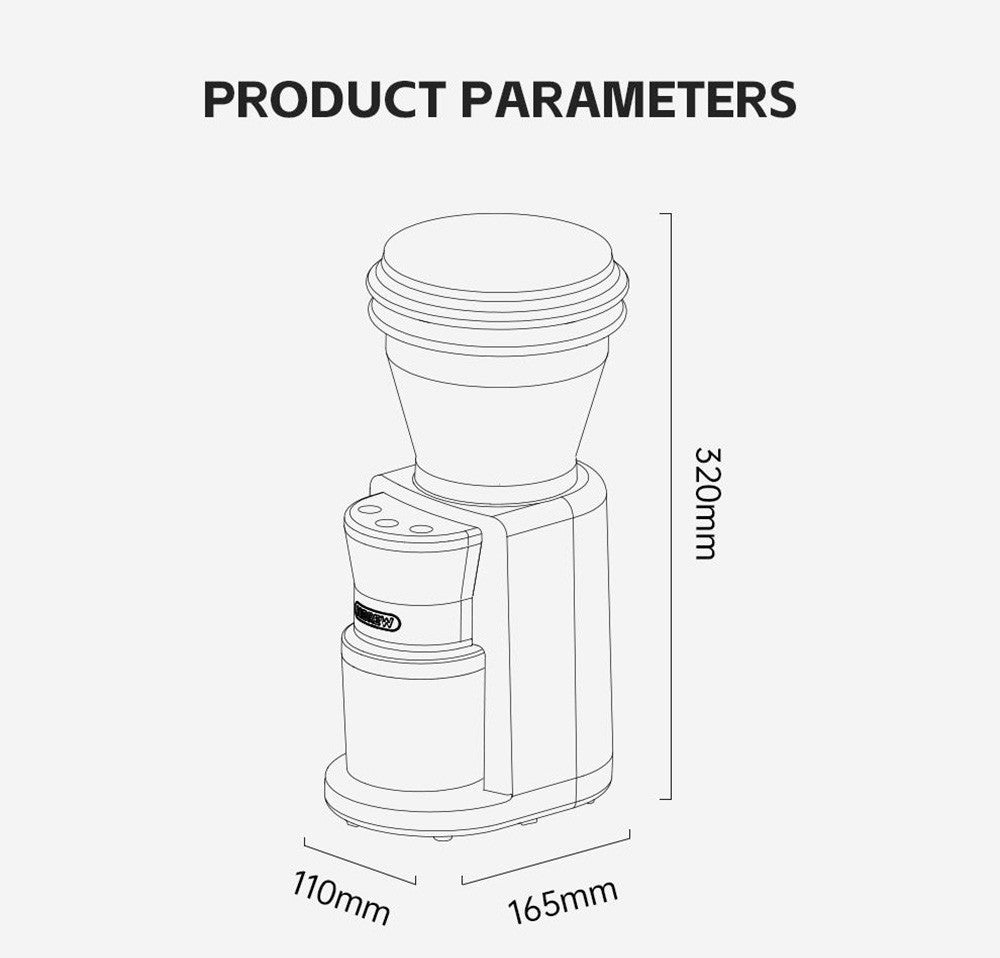 Elektrický mlynček na kávu HiBREW G3, 34 stupňová stupnica, nádoba na 210 g zrn, nádoba na 100 g mletého prášku, 48 mm kužeľové mlecí kamene, funkcia proti statickému náboju, manuálny/automatický režim