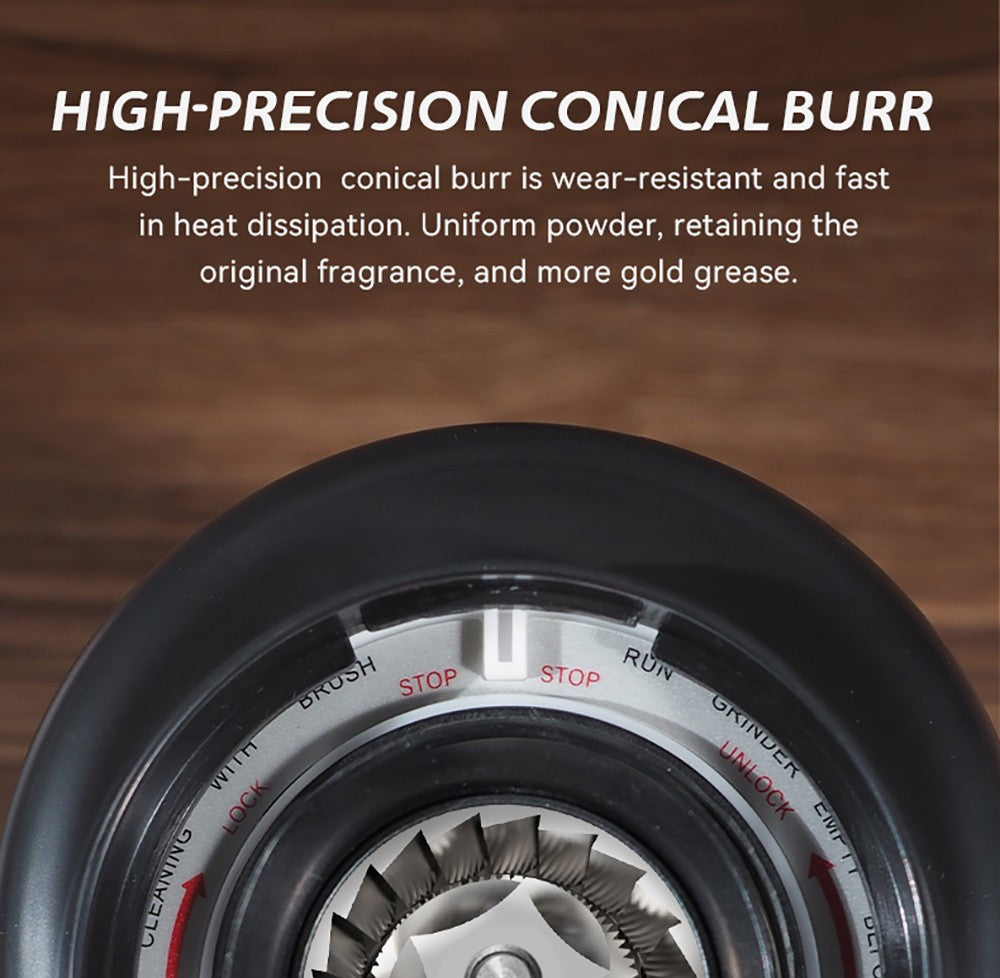 Kávovar HiBREW G3A, 40mm kužeľové mlecí kamene, vzduchový fúkač, 31 stupňová stupnica, pamäťová a antistatická funkcia, manuálny a automatický režim, vizuálny ukazovateľ zásobníka zrna, béžová farba.