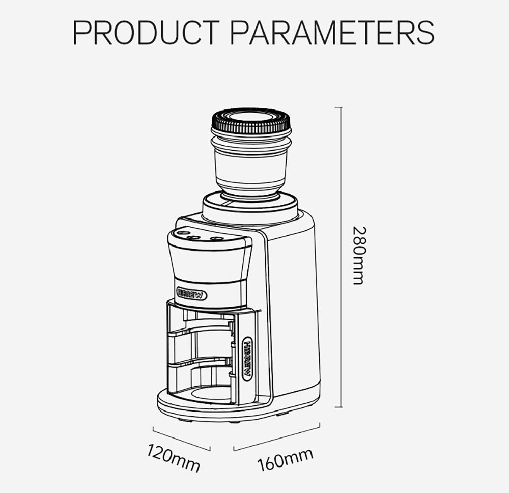 Kávovar HiBREW G3A, 40mm kužeľové mlecí kamene, vzduchový fúkač, 31 stupňová stupnica, pamäťová a antistatická funkcia, manuálny a automatický režim, vizuálny ukazovateľ zásobníka zrna, béžová farba.