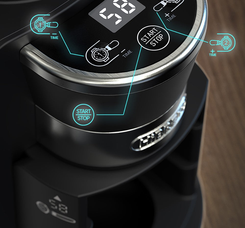 Kávovar HiBREW G3A, 40mm kužeľové mlecí kamene, vzduchový fúkač, 31 stupňová stupnica, pamäťová a antistatická funkcia, manuálny a automatický režim, vizuálny ukazovateľ zásobníka zrna, béžová farba.