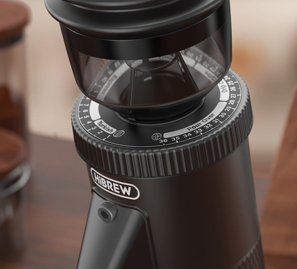 Elektrický mlynček na kávu HiBREW G5, 48mm kužeľové mlecí kamene, 36 stupňov nastavenia hrubosti mletia, vhodný na espresso/tureckú kávu/pour over/mocca/filtrami kávu