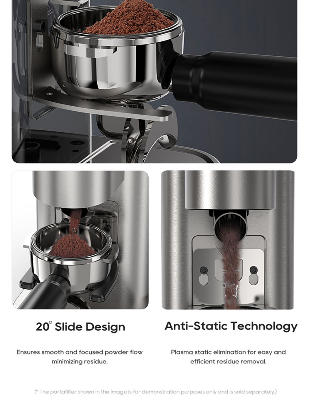 Kávovar HiBREW G7, 48 nastavení mletia, antistatická technológia, kužeľové mlecí kamene z nerezovej ocele, dotykový panel, kompatibilný s 51/54/58 mm portafiltrami, bezdotykové mletie kávy