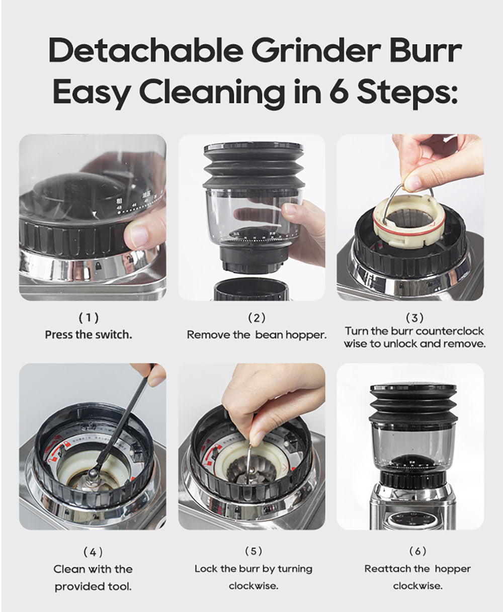 Kávovar HiBREW G7, 48 nastavení mletia, antistatická technológia, kuželové mlecí kamene z nerezovej ocele, dotykový panel, kompatibilný s 51/54/58 mm portafiltrami, bezdotykové mletie kávy