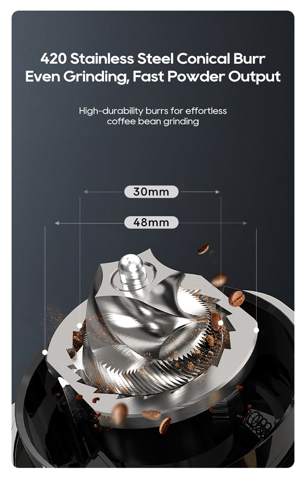 Kávovar HiBREW G7, 48 nastavení mletia, antistatická technológia, kužeľové mlecí kamene z nerezovej ocele, dotykový panel, kompatibilný s 51/54/58 mm portafiltrami, bezdotykové mletie kávy