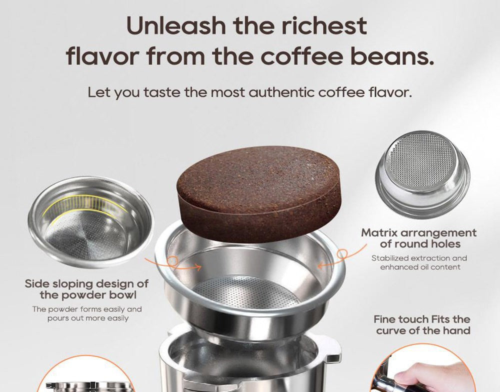 HiBREW H10A poloprofesionálny espresso kávovar, tlak 19 bar, mliečny penyovač, nastaviteľná teplota, 58mm tamper na kávu, 350ml nádobka na mlieko, vyhrievací povrch na šálky, výrobník studeného/teplého kávového nápoja