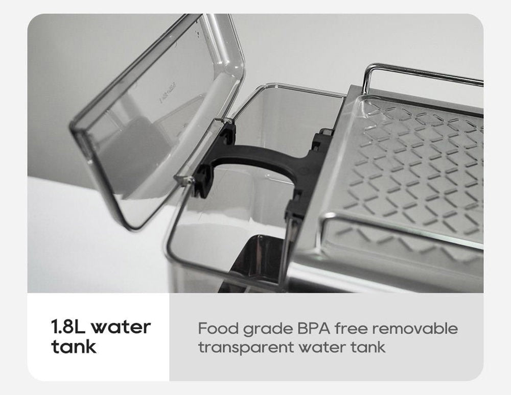 HiBREW H10A poloprofesionálny espresso kávovar, tlak 19 bar, mliečny penyovač, nastaviteľná teplota, 58mm tamper na kávu, 350ml nádobka na mlieko, vyhrievací podstavec na šálky, výrobník studeného/teplého kávového nápoja