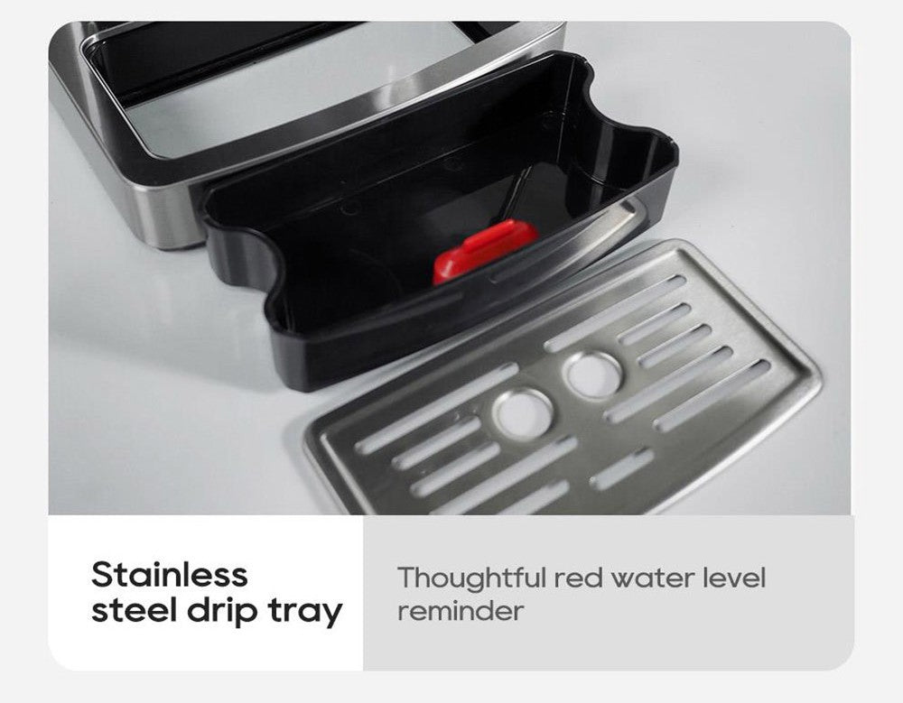 HiBREW H10A poloprofesionálny espresso kávovar, tlak 19 bar, mliečny penyovač, nastaviteľná teplota, 58mm tamper na kávu, 350ml nádobka na mlieko, vyhrievací podstavec na šálky, výrobník studeného/teplého kávového nápoja