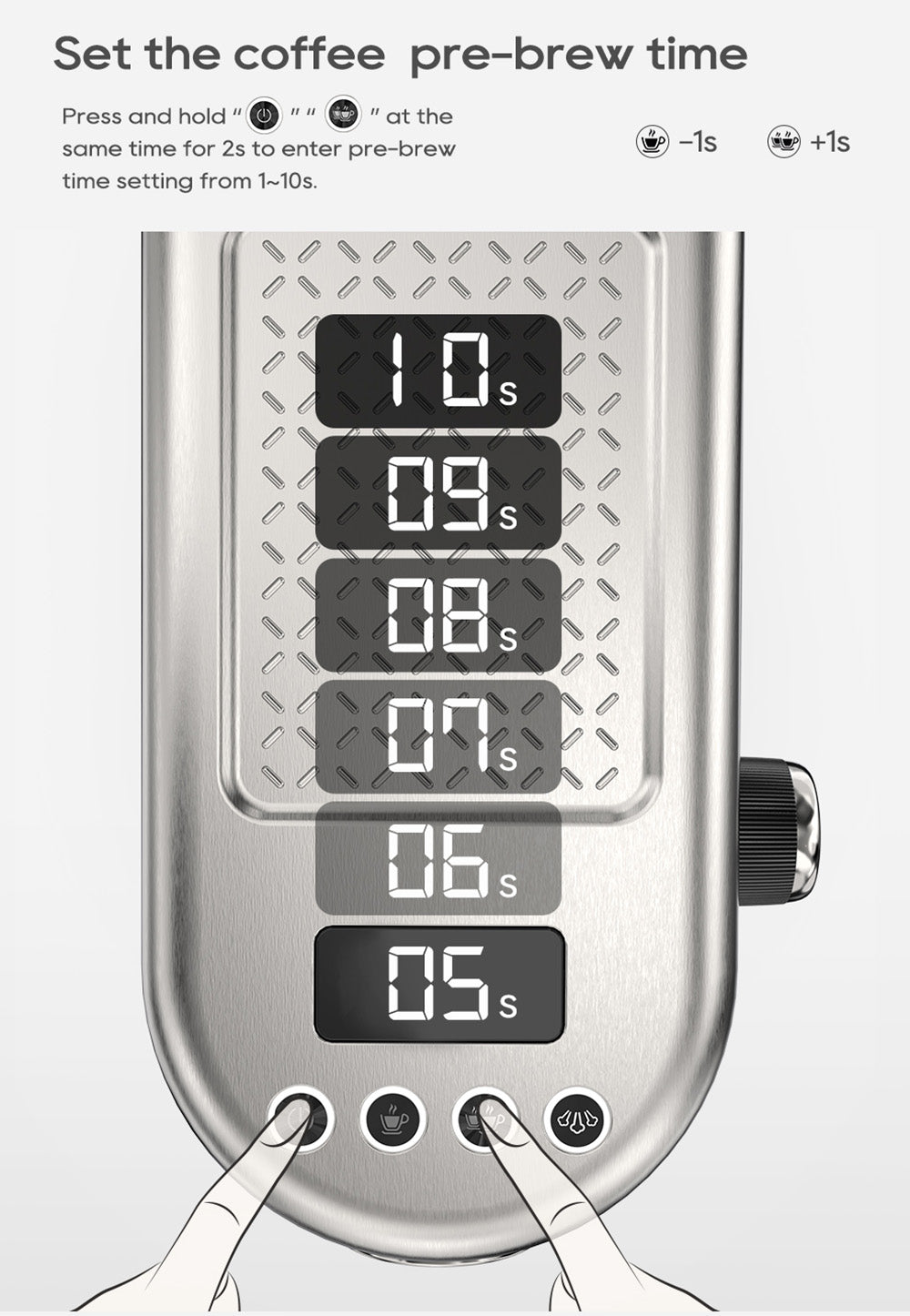 Espresso kávovar HiBREW H10B, tlak extrakcie 20 bar, poloautomatický, nastaviteľná teplota a objem šálku, 51mm hliníková rukoväť, 1,3L odnímateľná nádrž na vodu, strieborná