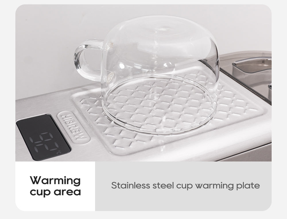 Espresso kávovar HiBREW H10B, tlak extrakcie 20 bar, poloautomatický, nastaviteľná teplota a objem šálku, 51mm hliníková rukoväť, 1,3l odnímateľná nádrž na vodu, strieborná