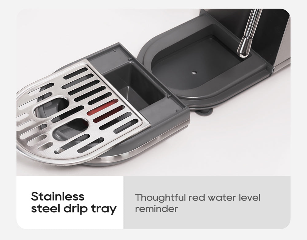 Espresso kávovar HiBREW H10B, tlak extrakcie 20 bar, poloautomatický, nastaviteľná teplota a objem šálku, 51mm hliníková rukoväť, 1,3L odnímateľná nádrž na vodu, strieborná