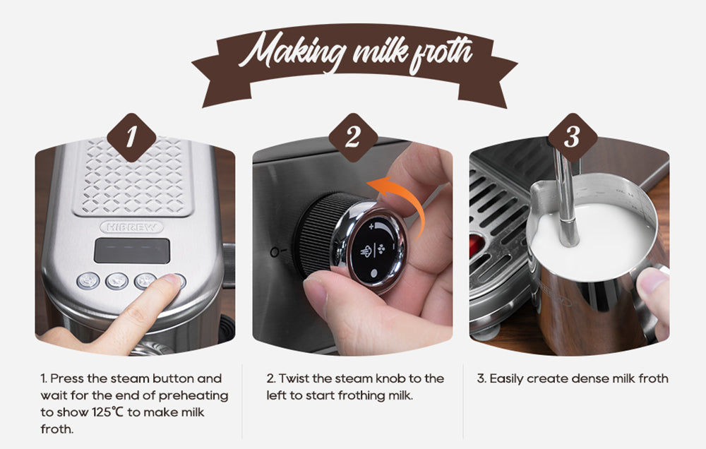 Espresso kávovar HiBREW H10B, tlak extrakcie 20 bar, poloautomatický, nastaviteľná teplota a objem šálku, 51mm hliníková rukoväť, 1,3l odnímateľná nádrž na vodu, strieborná