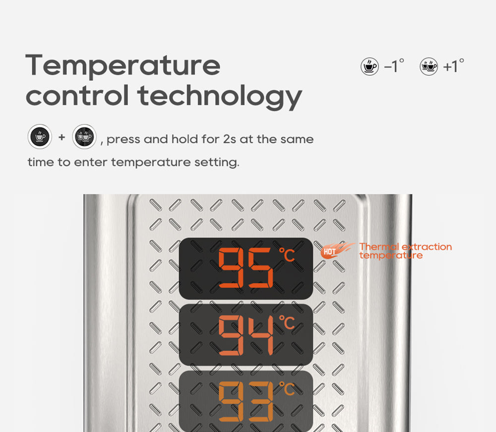 Espresso kávovar HiBREW H10B, tlak extrakcie 20 bar, poloautomatický, nastaviteľná teplota a objem šálku, 51mm hliníková rukoväť, 1,3L odnímateľná nádrž na vodu, strieborná