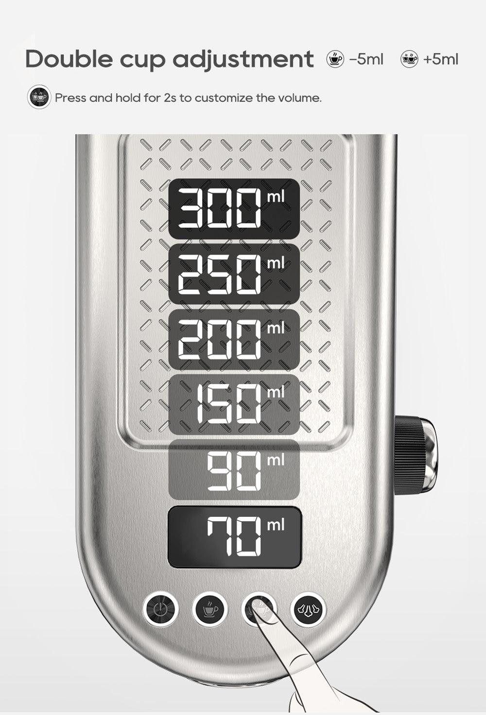 Espresso kávovar HiBREW H10B, tlak extrakcie 20 bar, poloautomatický, nastaviteľná teplota a objem šálku, 51mm hliníková rukoväť, 1,3L odnímateľná nádrž na vodu, strieborná