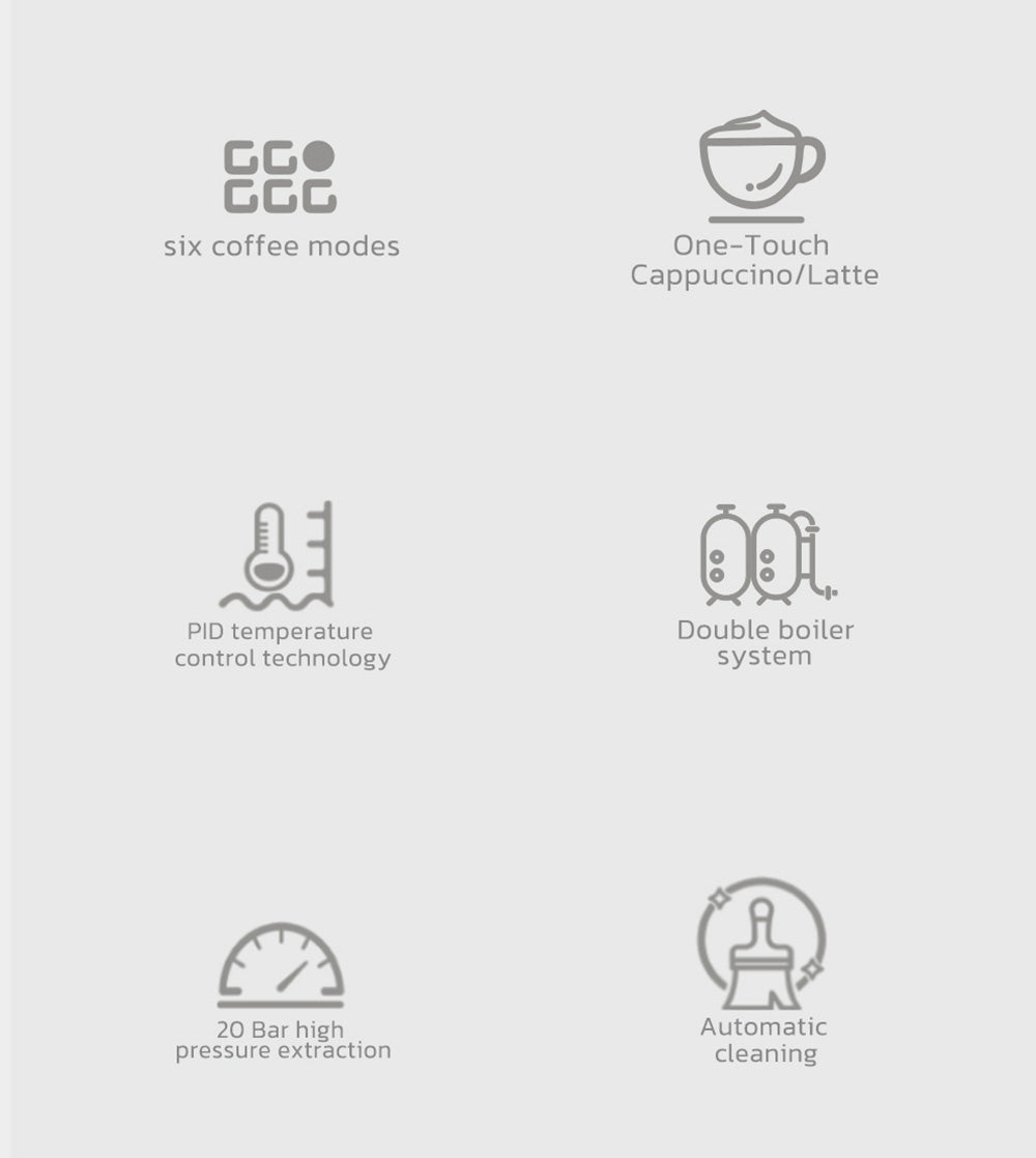 HiBREW H13A 3 v 1 polautomatický kávovar, 6 režimov kávy, extrakčný tlak 20 barov, odnímateľná nádrž na vodu s objemom 1,3 l, 51mm hliníková rukoväť, systém s dvojitým bojlerom, 3 nastaviteľné teplotné úrovne