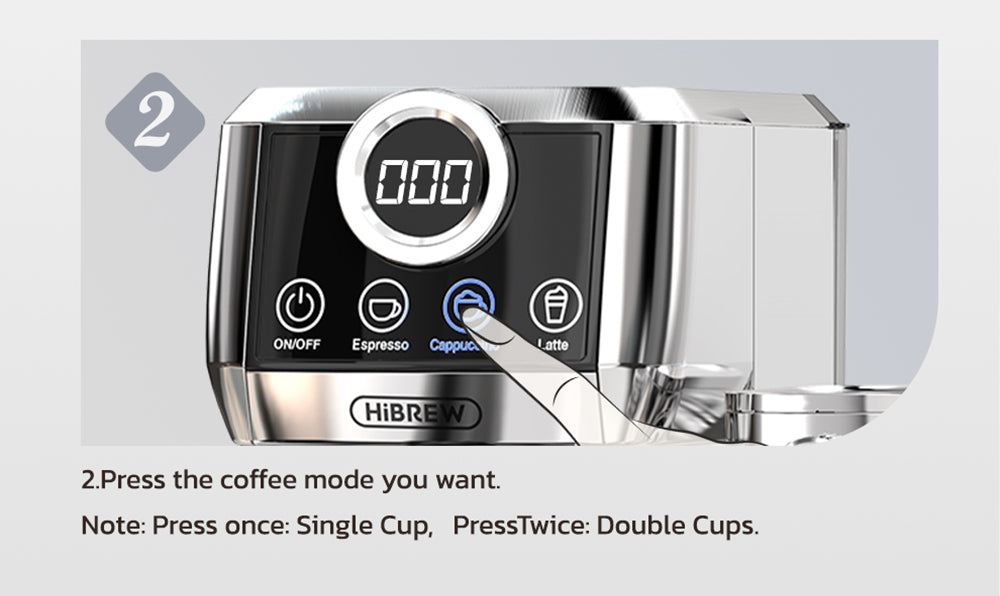 HiBREW H13A 3 v 1 polautomatický kávovar, 6 režimov kávy, extrakčný tlak 20 barov, odnímateľná nádrž na vodu s objemom 1,3 l, 51mm hliníková rukoväť, systém s dvojitým bojlerom, 3 nastaviteľné teplotné úrovne