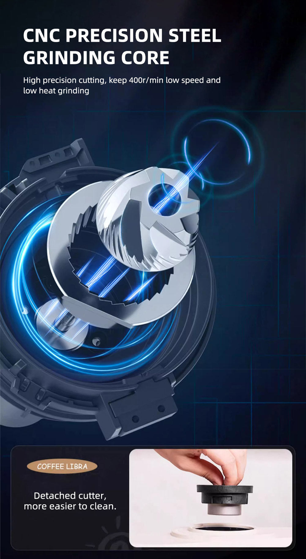 Espresso kávovar HiBREW H14, 20 bar vysoký tlak, 15 stupňové nastavenie mletia, funkcia predmletia, NTC regulácia teploty, nastavenie objemu šálku - béžová