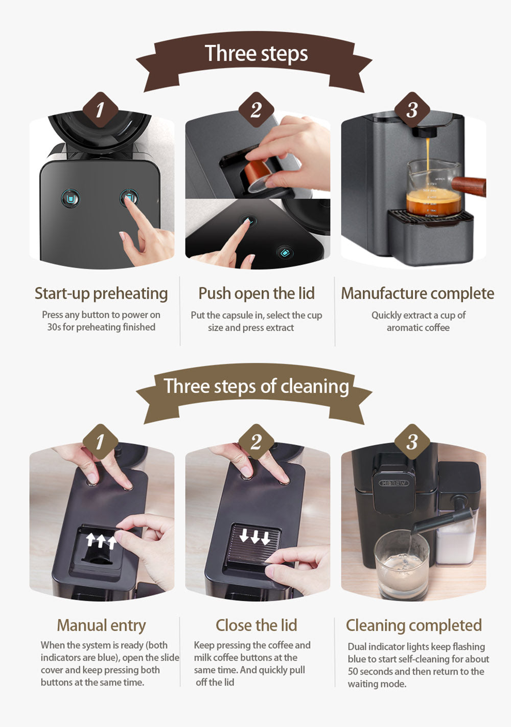 Kávovar HiBREW H15 na kapsle NES, 20 bar vysokého tlaku, odnímateľná nádobka na mlieko, nastaviteľná teplota a objem.