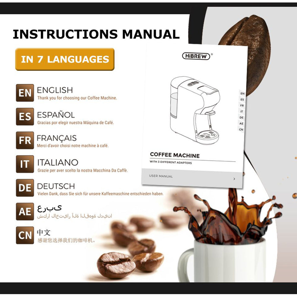 HiBREW H1A 1450W kávovar na espresso, 19 barov tlak, 4 v 1, horúca/studená voda, kompatibilný s viacerými typmi kapsúl – čierna
