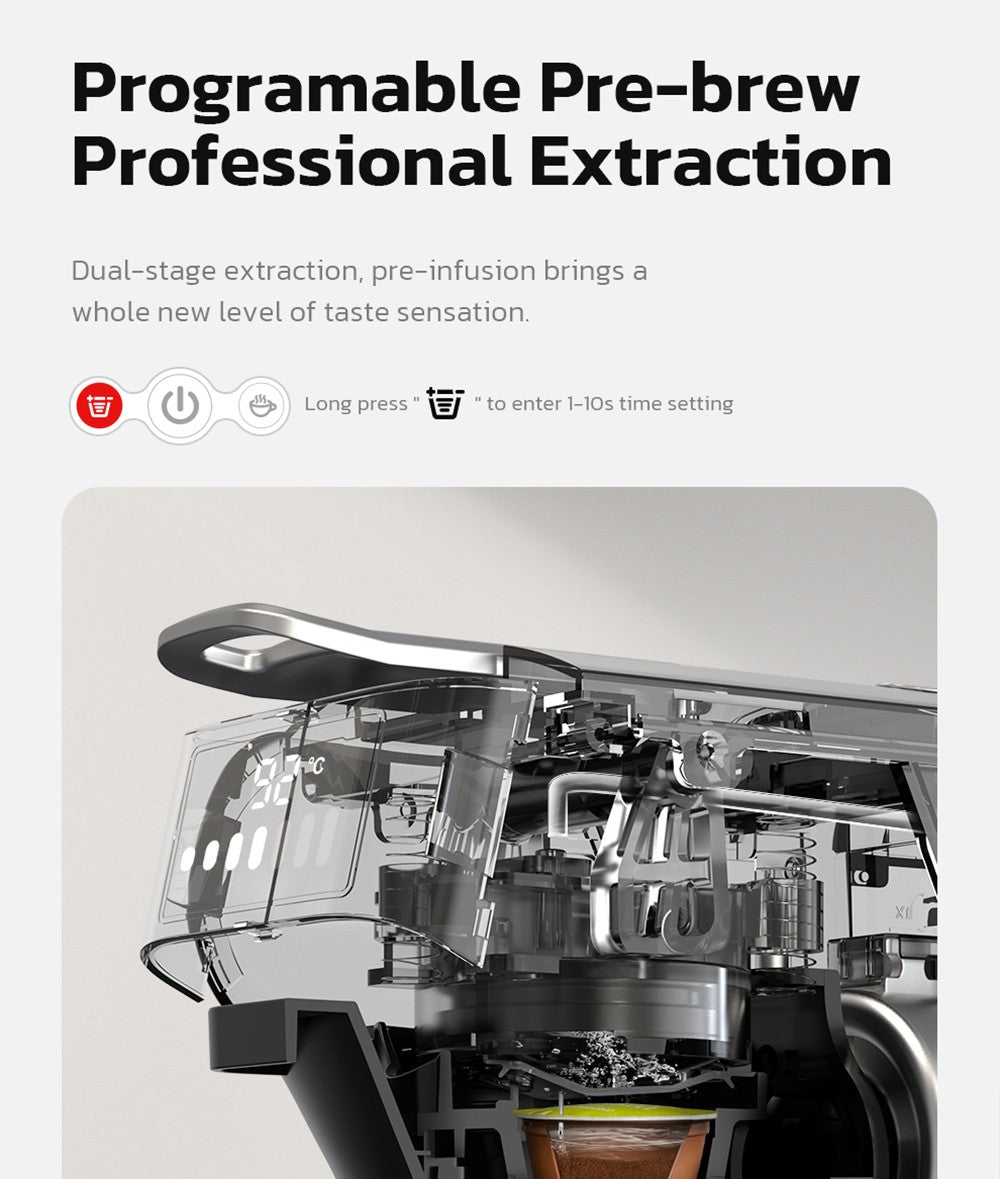 Kávovar HiBREW H1B 5 v 1 na kapsle, 600 ml nádrž na vodu, extrakčný tlak 19 bar, režim studený/teplý, LED indikátor, pre kapsle Kcup*/Nes*/DG*/Espresso prášok, béžová