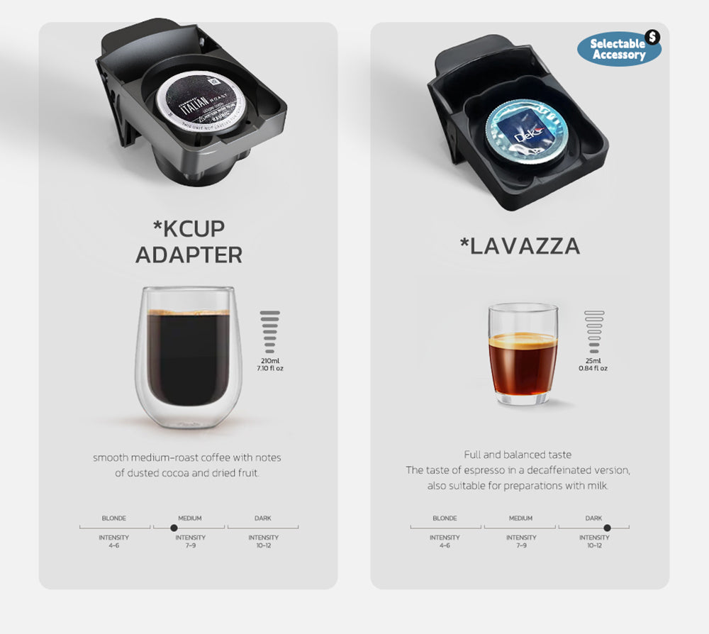 Kávovar HiBREW H1B 5 v 1 na kapsle, 600 ml nádrž na vodu, extrakčný tlak 19 bar, režim studený/teplý, LED indikátor, pre Kcup*/Nes*/DG*/Espresso prášok, béžová