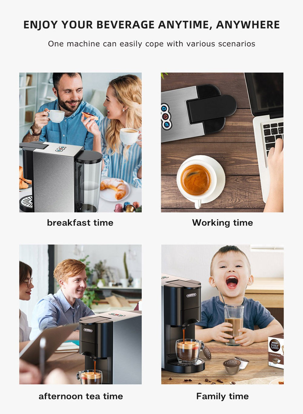 Kávovar HiBREW H3A 5 v 1, tlak 19 bar, režim studená/teplá voda, nádrž na vodu 1000 ml, ochrana proti vysušeniu - strieborná