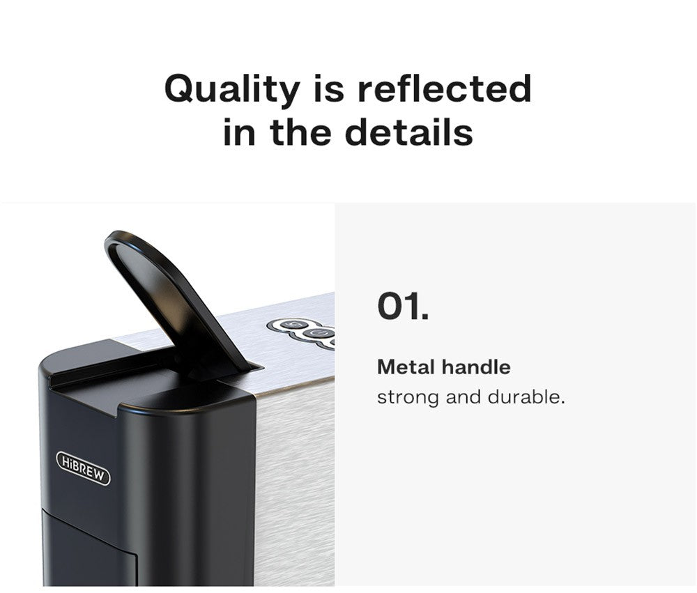 Kávovar HiBREW H3A 5 v 1, tlak 19 bar, režim studená/teplá voda, nádrž na vodu 1000 ml, ochrana proti vysušeniu - strieborná