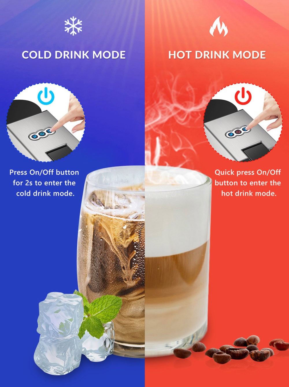 Kávovar HiBREW H3A 5 v 1, tlak 19 bar, režim studená/teplá voda, nádrž na vodu 1000 ml, ochrana proti vysušeniu - strieborná