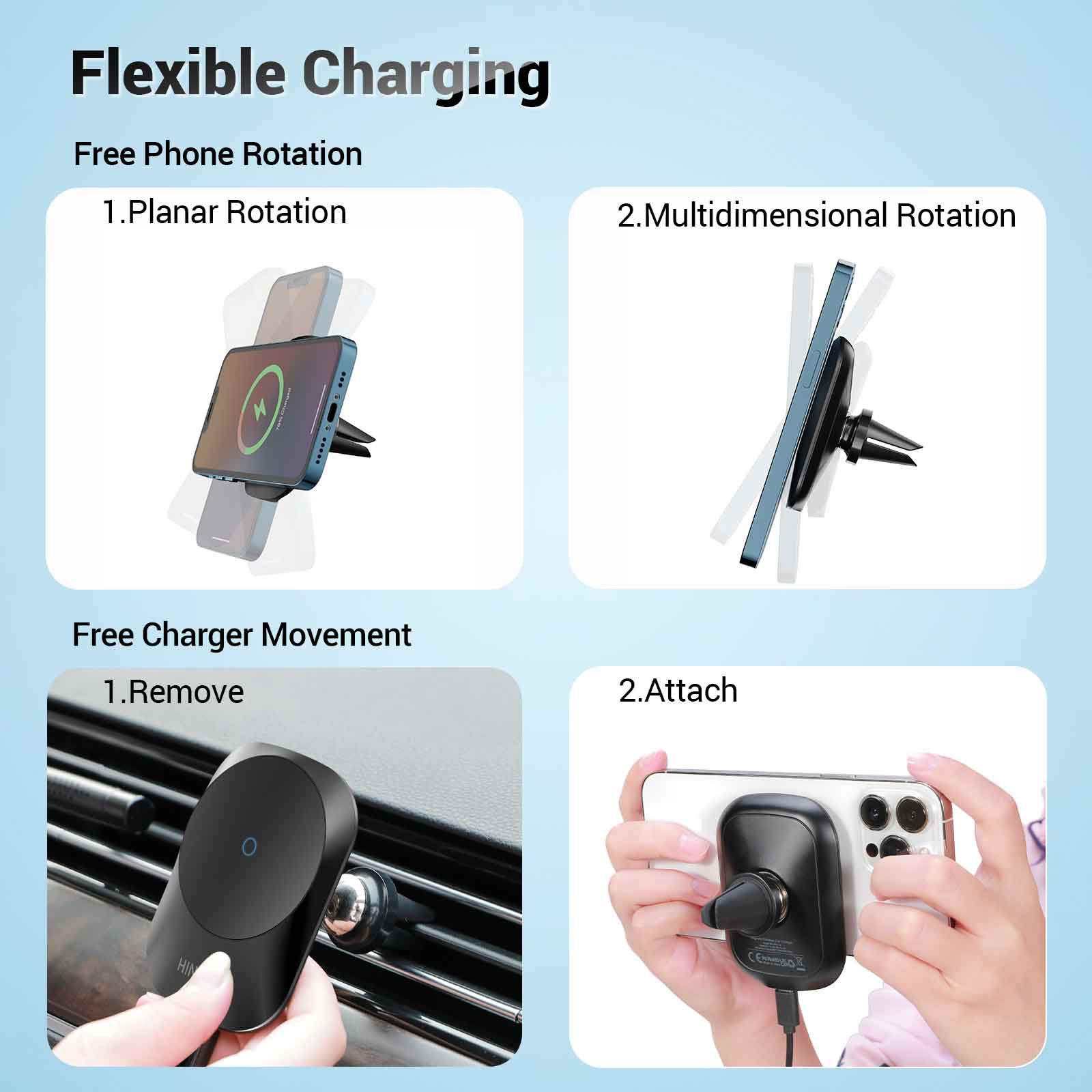 Magnetická bezdrôtová nabíjačka do auta Hinovo MC1-2 s výkonom 15 W