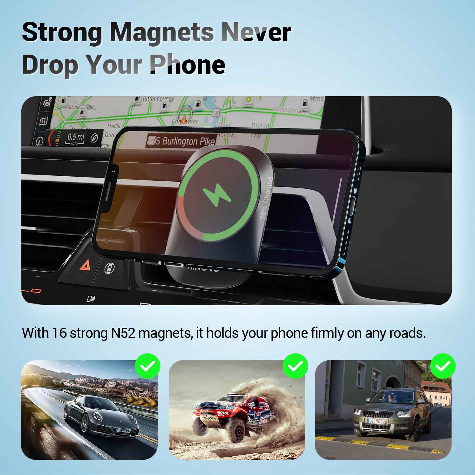 Magnetická bezdrôtová nabíjačka do auta Hinovo MC1-2 s výkonom 15 W