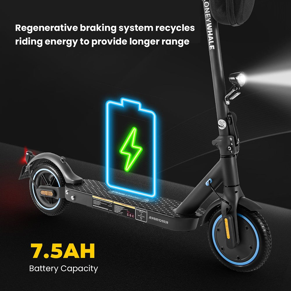 HONEY WHALE E9 Elektrická kolobežka s certifikáciou ABE, 350W motor, 36V 7.5Ah batéria, 8,5'' pneumatiky, max. rýchlosť 20 km/h, max. dojazd 25 km, ovládanie cez aplikáciu.