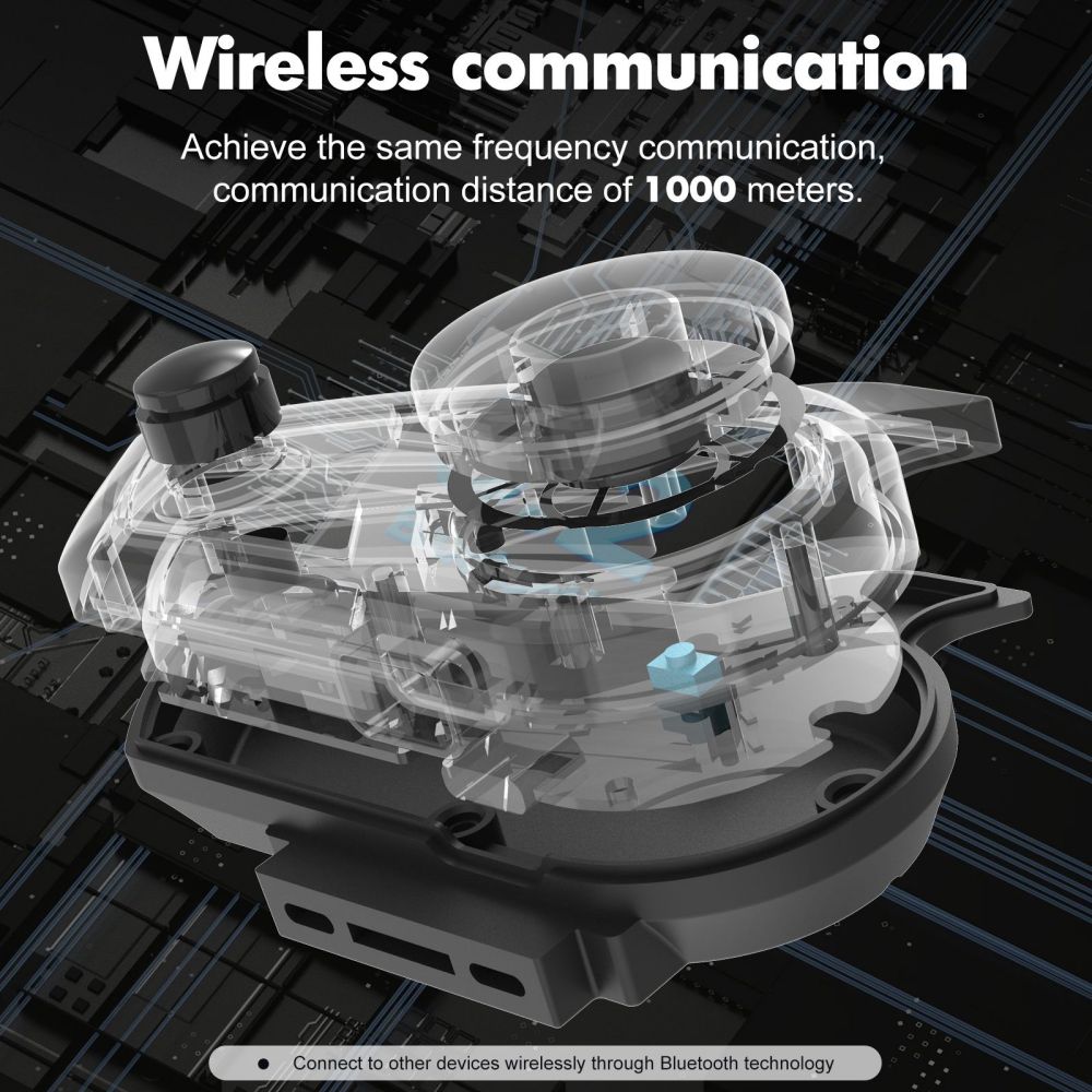 Houtonsen S3 Motocyklová prilbová náhlavná súprava, 1000M interkomunikácia, 30h prevádzky, RGB ambientné osvetlenie, Bluetooth 5.1, rozhranie Type-C, IP67 vodotesná - 2 kusy v balení