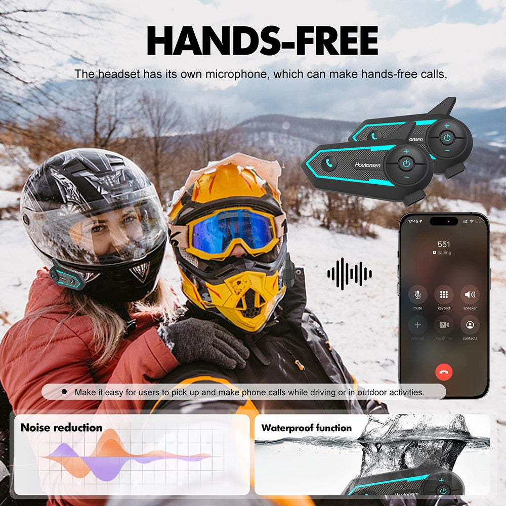 Houtonsen S6 Motocyklová helma s handsfree sadou, dosah interkomunikácie 1000 m, hlasová navigácia, Bluetooth 5.1, 30 hodín prevádzky, rozhranie Type-C, vodotesná IP65 - balenie 1 ks