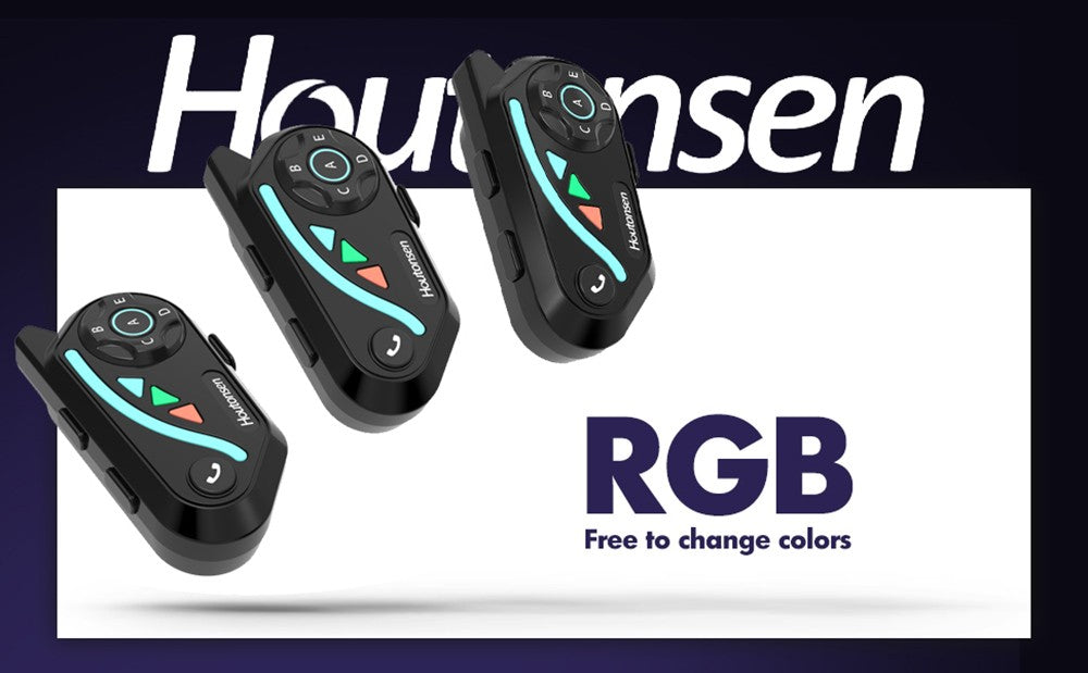 Houtonsen V8 Plus Motocyklová prilbová náhlavná súprava, 1000M 2-osobový interkom, 30h prevádzky, redukcia šumu, podpora MP3/GPS/FM navigácie, AI hlasový asistent, IPX67 vodotesná, Bluetooth 5.2 - 1 ks balenie