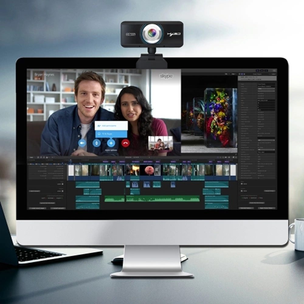 HXSJ S90 720P HD webkamera, USB kompatibilná, nastaviteľný uhol, automatická korekcia farieb, zabudovaný zvukový mikrofón, pre notebook, stolný počítač, TV – čierna