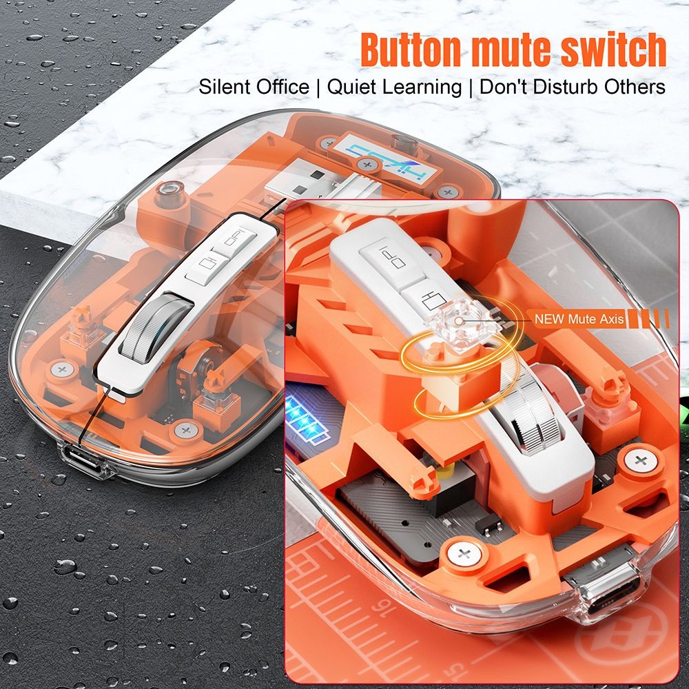 Bezdrôtová myš HXSJ T900 2.4G & Bluetooth, nastaviteľné DPI 800-2400, RGB podsvietenie, tiché klikanie - ružová