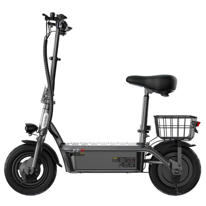 iScooter F2 Electric Scooter with Seat &amp; Rear Basket, 500W Motor, 36V 7.8Ah Battery, 10 inch Tires, 30km/h Max Speed, 30km Range, Front &amp; Rear Drum Brakes, 120kg Max Load