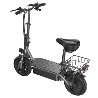 iScooter F2 Electric Scooter with Seat &amp; Rear Basket, 500W Motor, 36V 7.8Ah Battery, 10 inch Tires, 30km/h Max Speed, 30km Range, Front &amp; Rear Drum Brakes, 120kg Max Load