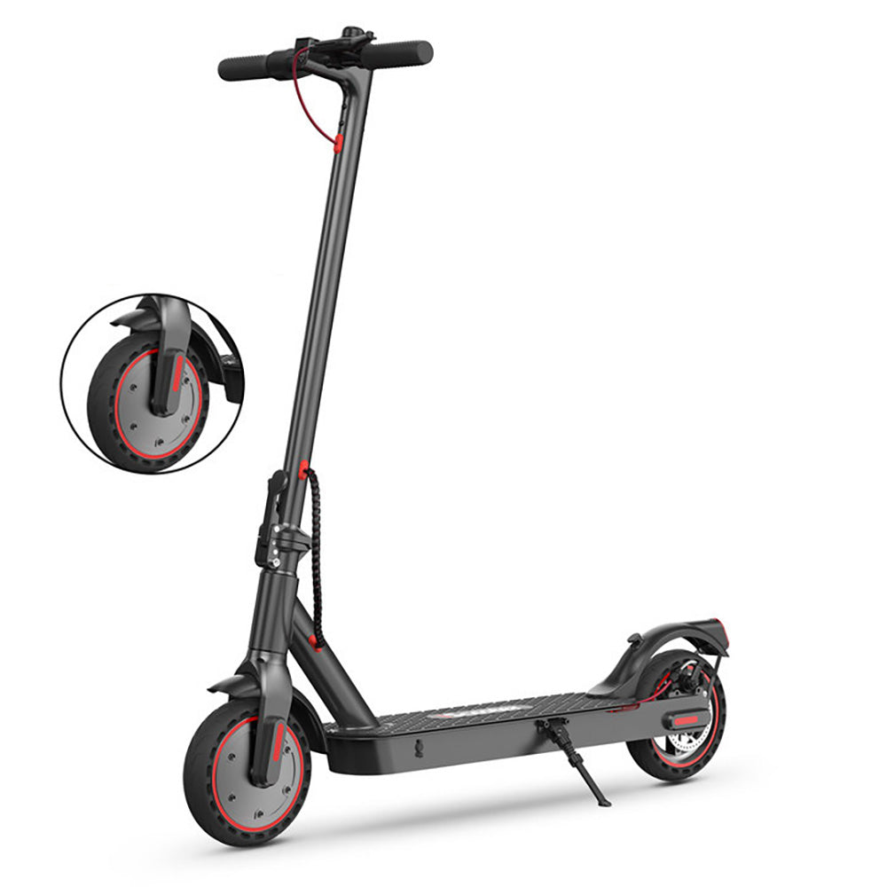 iScooter i9 skladací elektrický skúter, 8,5 palcové plástové pneumatiky, 350W motor, 7,5Ah batéria, max. rýchlosť 30 km/h, aplikácia, IP54 vodotesnosť - čierna