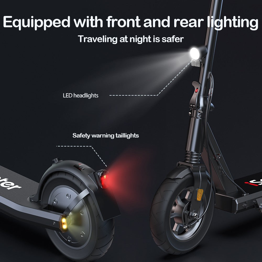 Elektromobilný skúter iScooter i9S, 500W motor, 10Ah batéria, 10-palcové pneumatiky, maximálna rýchlosť 30 km/h, dojazd 30 km, predné odpruženie, elektronická a kotúčová brzda.