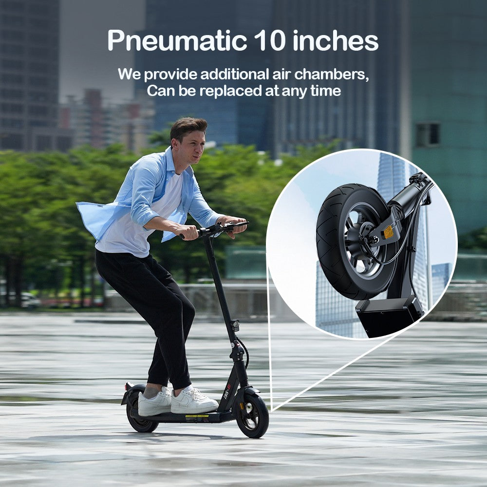 Elektromobilný skúter iScooter i9S, 500W motor, 10Ah batéria, 10-palcové pneumatiky, maximálna rýchlosť 30 km/h, dojazd 30 km, predné odpruženie, elektronická a kotúčová brzda.