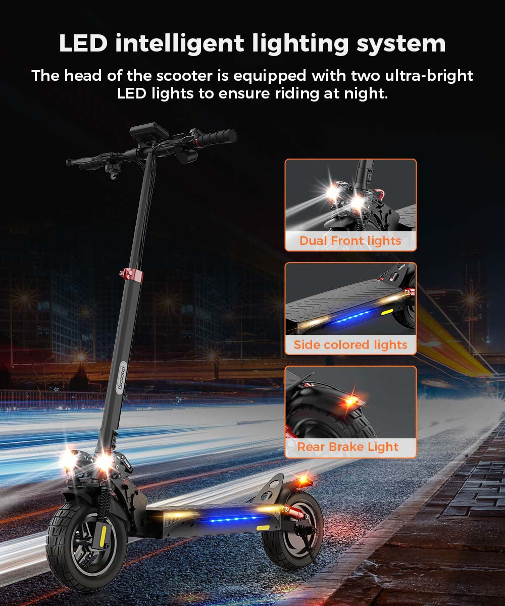 Elektromobilný skúter iScooter IX4, 10'' plástové pneumatiky, 800W motor, maximálna rýchlosť 45 km/h, 48V 15Ah batéria, dojazd 40-45 km, ovládanie cez aplikáciu.