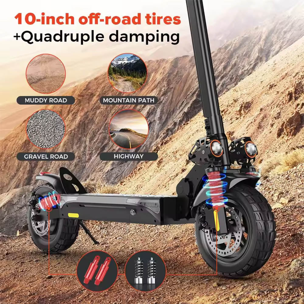 iScooter iX4 10-palcový elektrický skúter s 800W motorom, maximálna rýchlosť 45 km/h, 48V 15Ah batéria, dojazd až 40-45 km, ovládanie cez aplikáciu, varovné svetlo na tele.