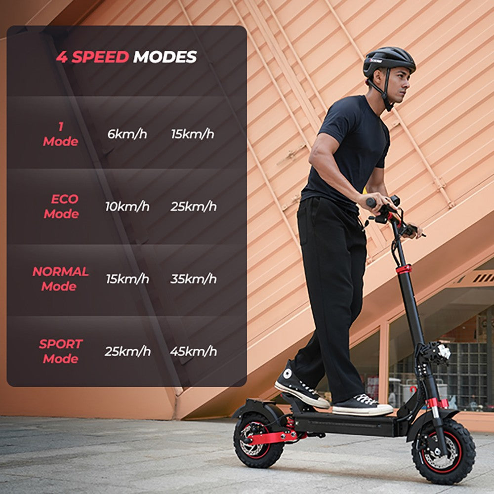 Elektromobilný skúter iScooter iX5S, 1000W motor, 48V 15Ah batéria, 10-palcové kolesá, maximálna rýchlosť 25 km/h, dojazd 65 km, dvojité kotúčové brzdy, predné a zadné tlmiče