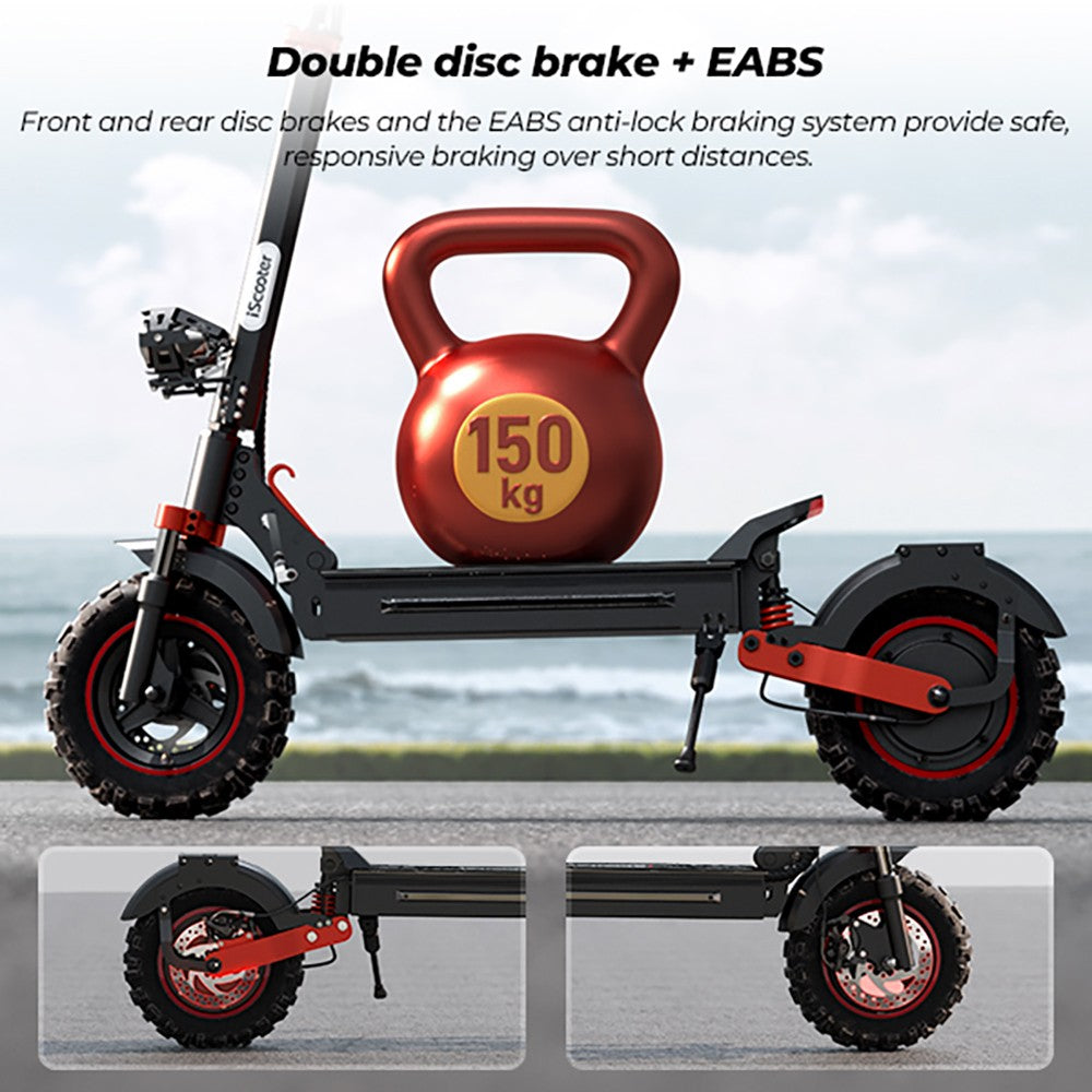 Elektromobilný skúter iScooter iX5S, 1000W motor, 48V 15Ah batéria, 10-palcové kolesá, maximálna rýchlosť 25 km/h, dojazd 65 km, dvojité kotúčové brzdy, predné a zadné tlmiče