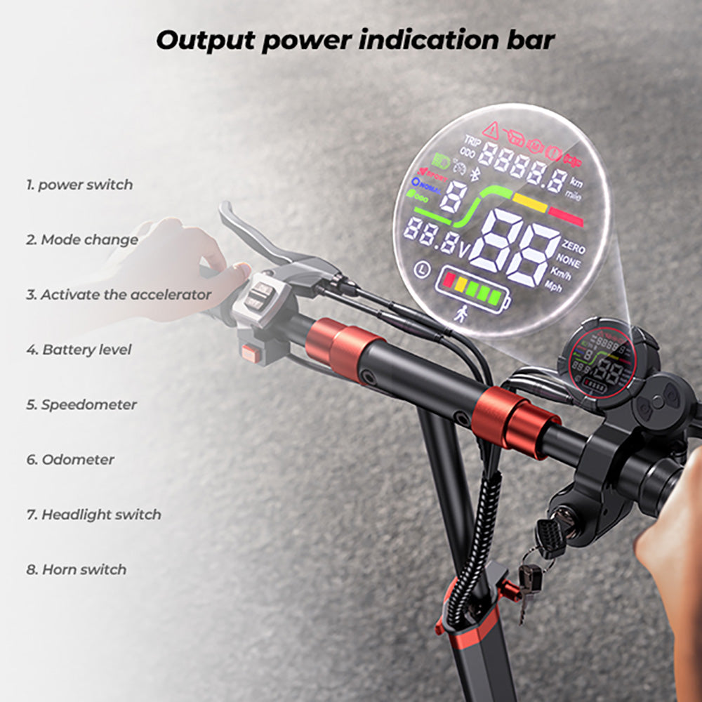 Elektromobilný skúter iScooter iX5S, 1000W motor, 48V 15Ah batéria, 10-palcové kolesá, maximálna rýchlosť 25 km/h, dojazd 65 km, dvojité kotúčové brzdy, predné a zadné tlmiče