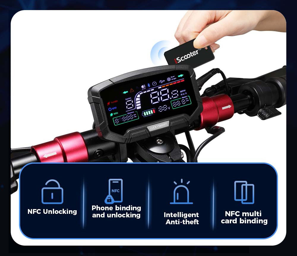 Elektromobilný skúter iScooter iX6, 11'' pneumatiky do terénu, 1000W zadný motor, max. rýchlosť 45 km/h, 48V 17,5Ah batéria, dojazd 40-45 km.